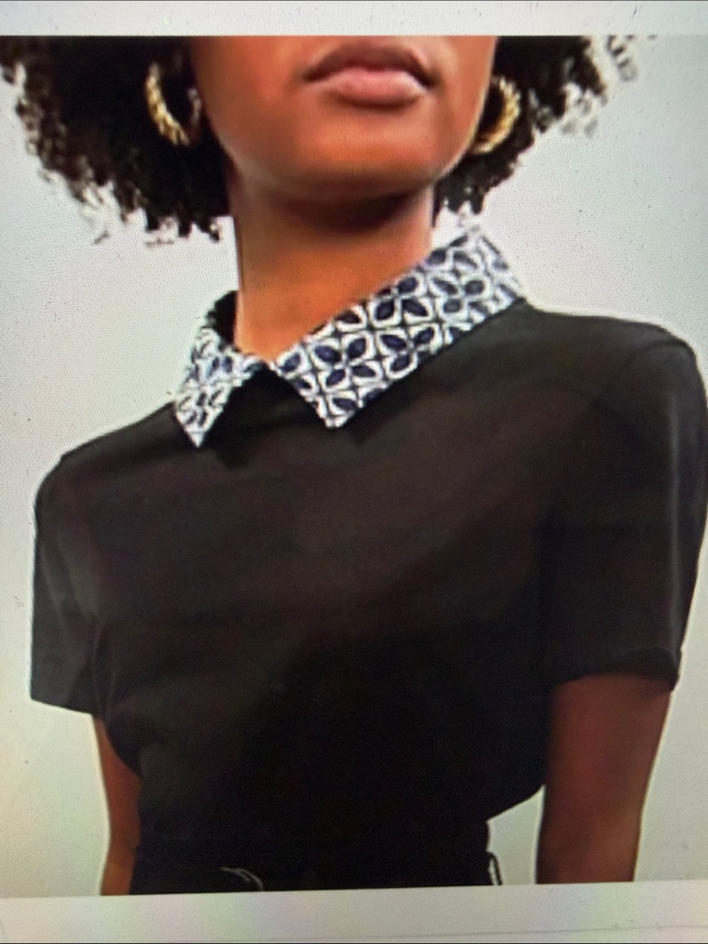 Maje sz 1 (US sz 2-4) Black Tivoli Top Tee w blue gold black jacquard collar
